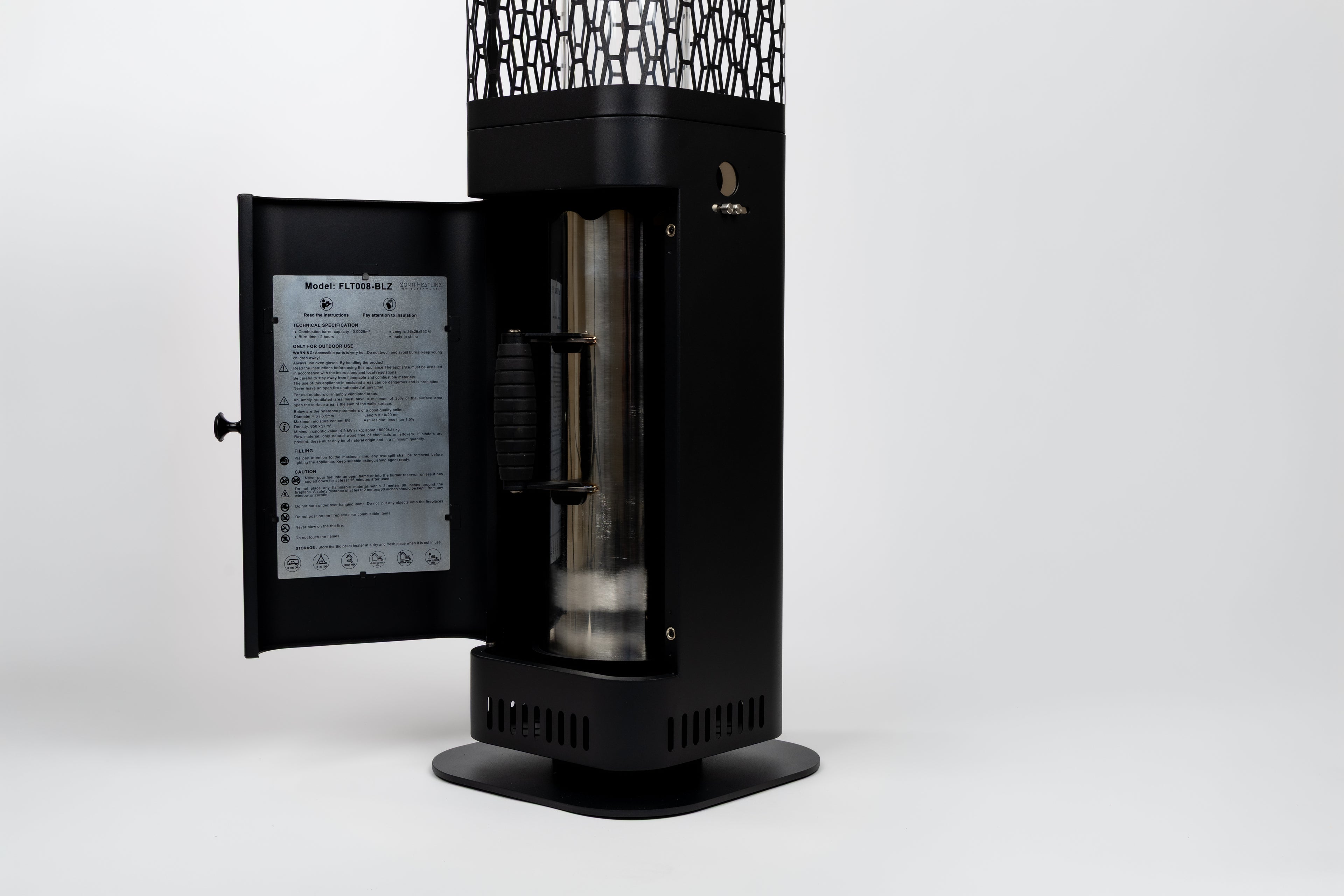 Monti HeatLine Blaze Black - Pellet terrasverwarmer